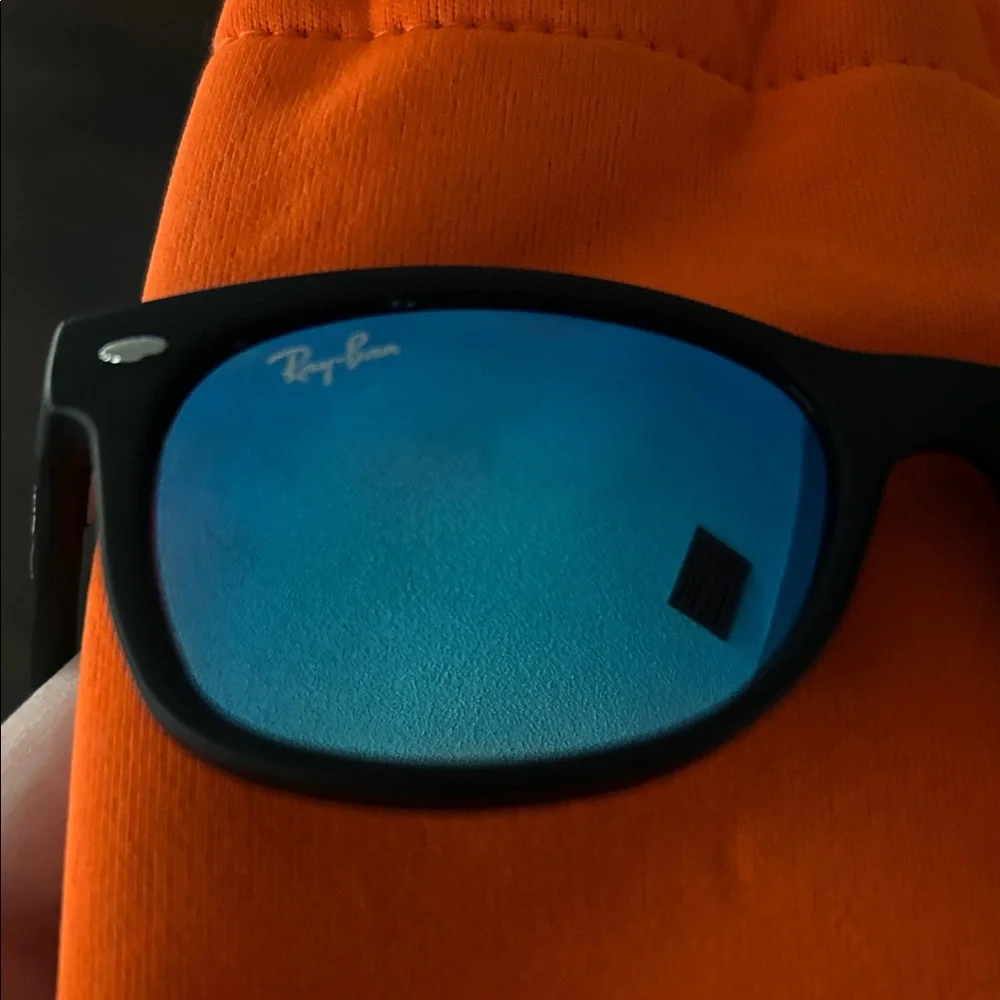 Ray-Ban Wayfarer Matte Black Kids Sunglasses with Reflective Blue Lenses
